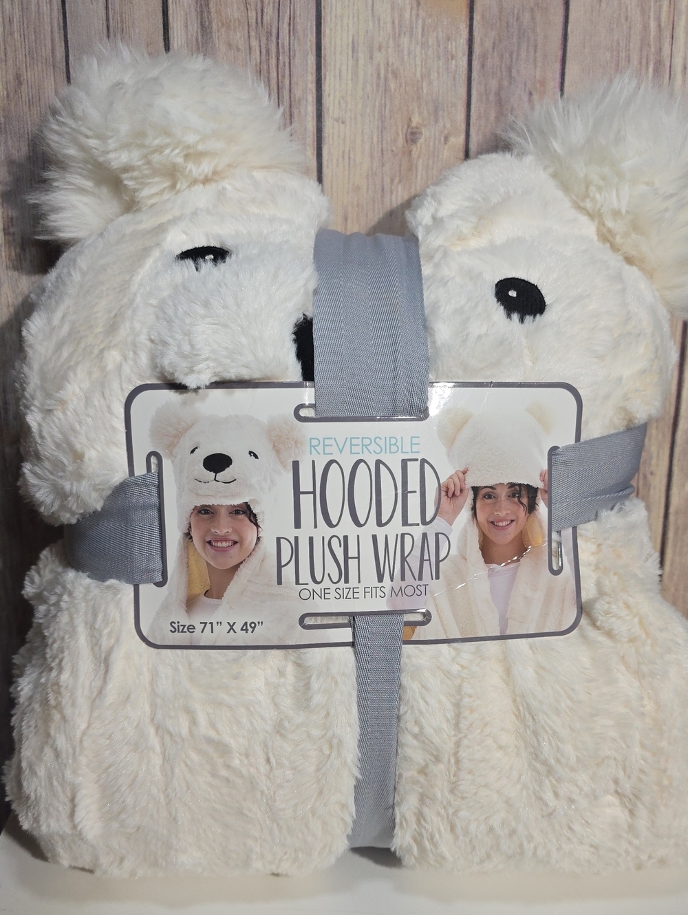 Bear Reversible Hooded Plush Wrap